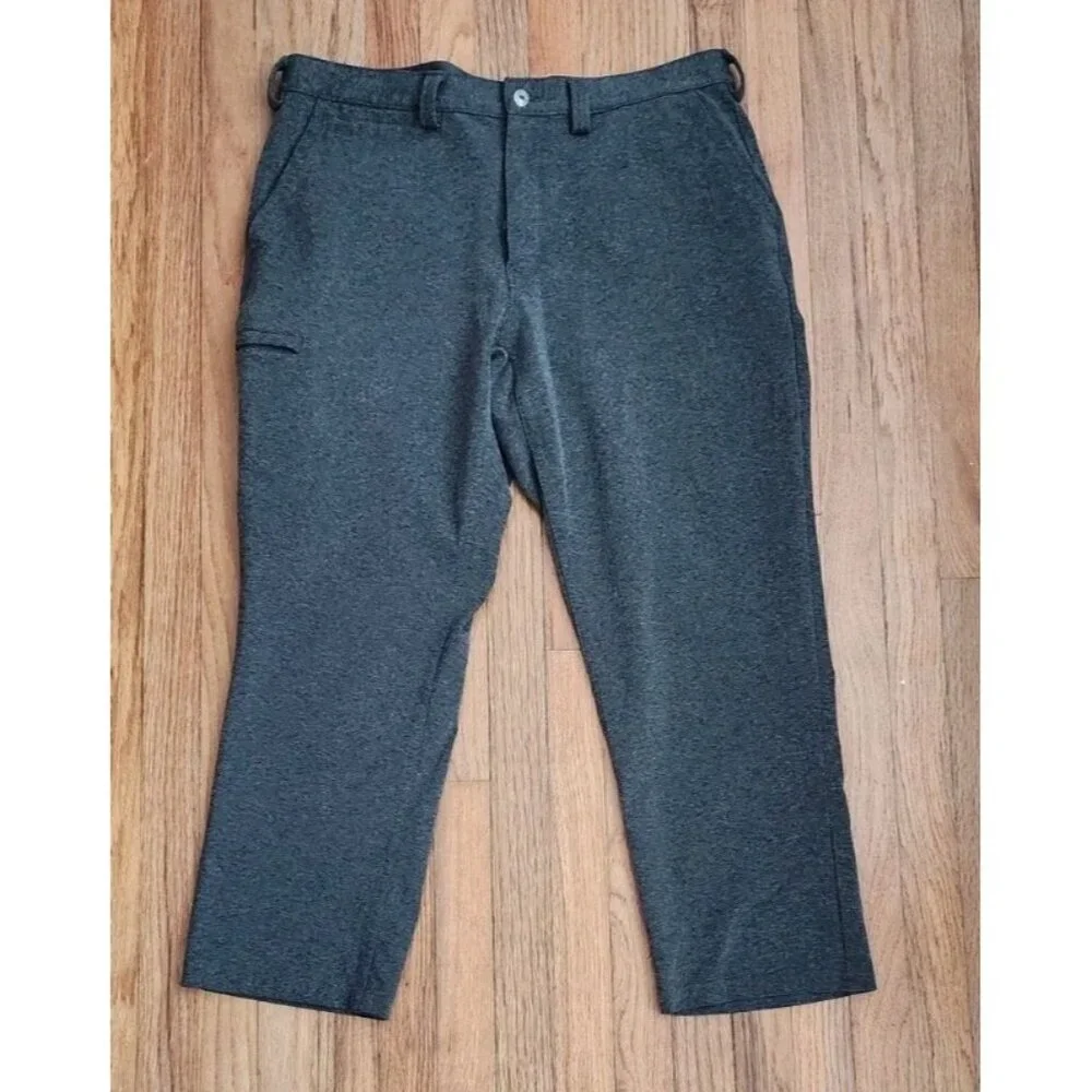 Duluth Trading Travel Pants Flex Incog- Chino Soft Knit Stretch Comfy 38x30 Grey